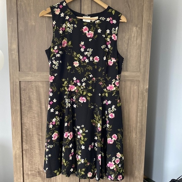 NWT Maison Jules Black Penny Floral Dress Size 10 - Picture 2 of 15